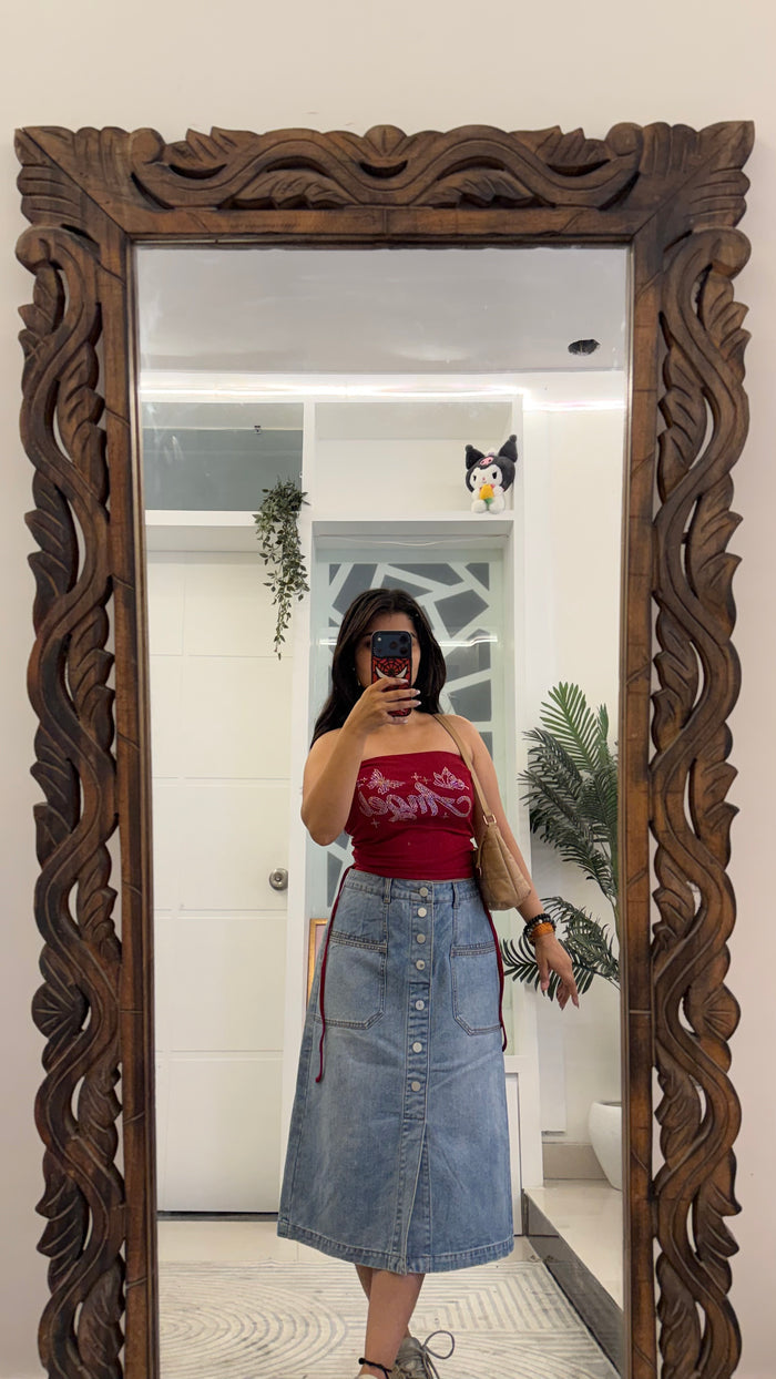49 Denim Skirt 32 waist/l:27