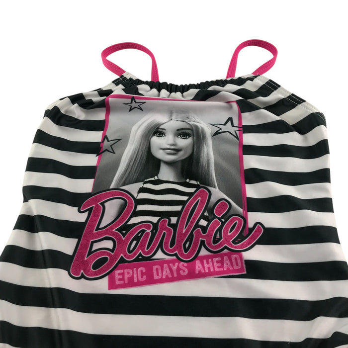 5-6 years white black pink striped Barbie swimsuit