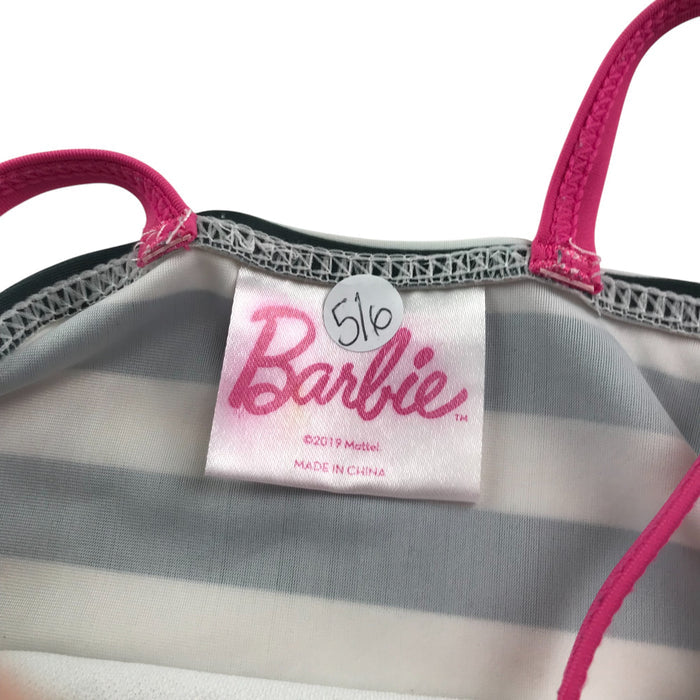 5-6 years white black pink striped Barbie swimsuit