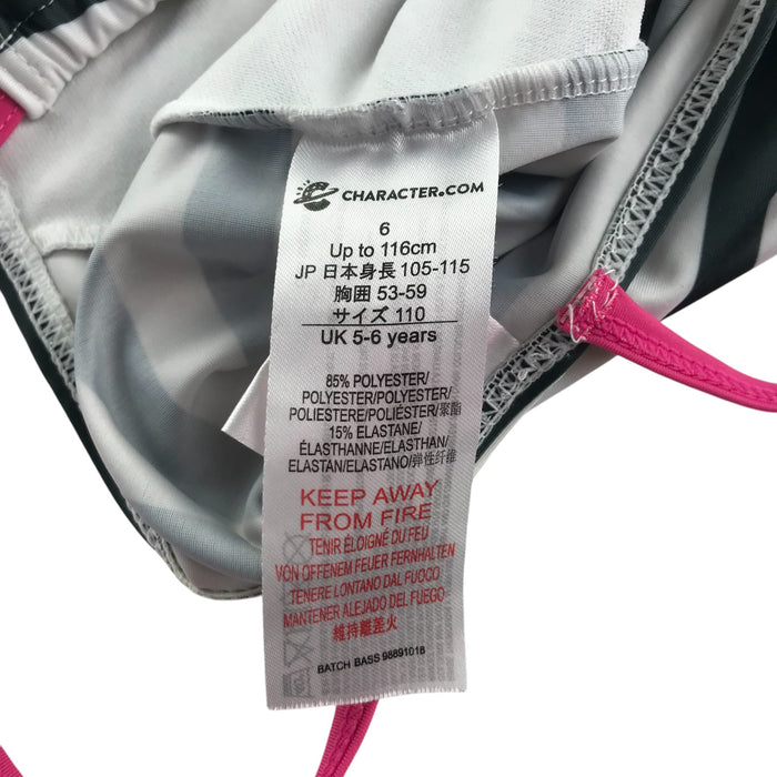5-6 years white black pink striped Barbie swimsuit