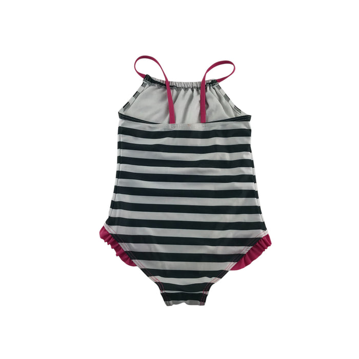 5-6 years white black pink striped Barbie swimsuit