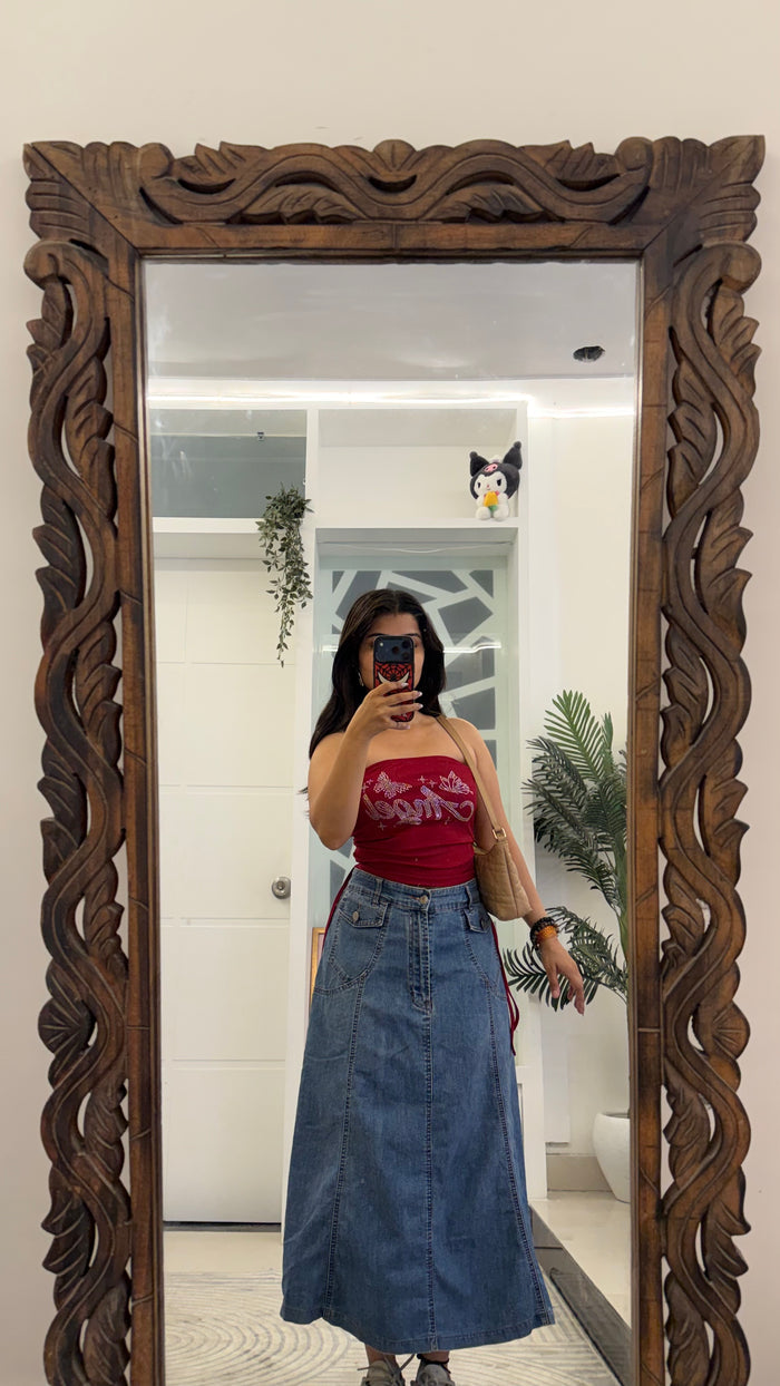 50 Pinterest Denim Skirt 32 waist/l:30
