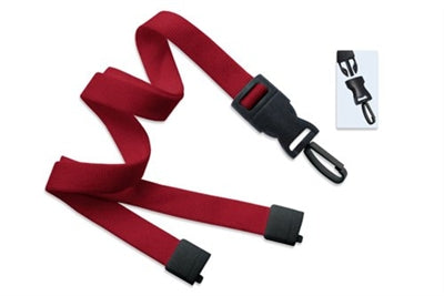 5/8" (16 MM) Flat Tubular Lanyard with Breakaway & DTACH Plastic Swivel Hook, Qty = 100