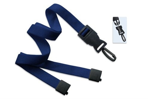 5/8" (16 MM) Flat Tubular Lanyard with Breakaway & DTACH Plastic Swivel Hook, Qty = 100