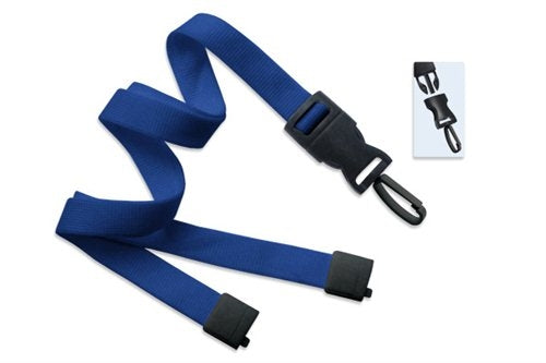 5/8" (16 MM) Flat Tubular Lanyard with Breakaway & DTACH Plastic Swivel Hook, Qty = 100