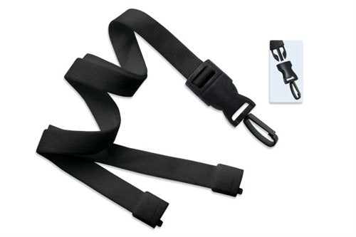 5/8" (16 MM) Flat Tubular Lanyard with Breakaway & DTACH Plastic Swivel Hook, Qty = 100