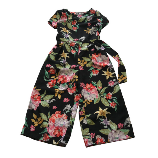 6-7 years black and floral flared jumpsuit