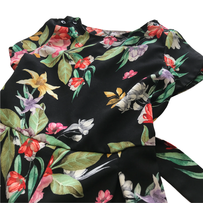 6-7 years black and floral flared jumpsuit