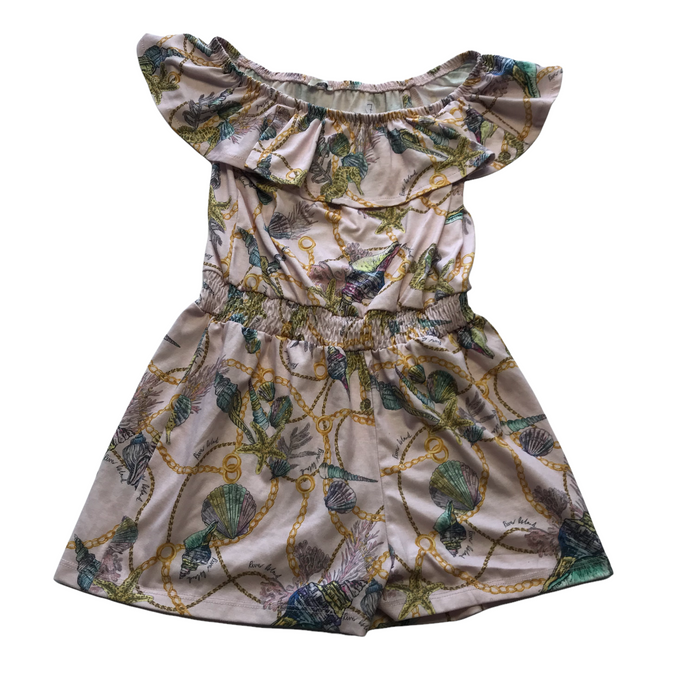 7-8 years pink sea shells print playsuit