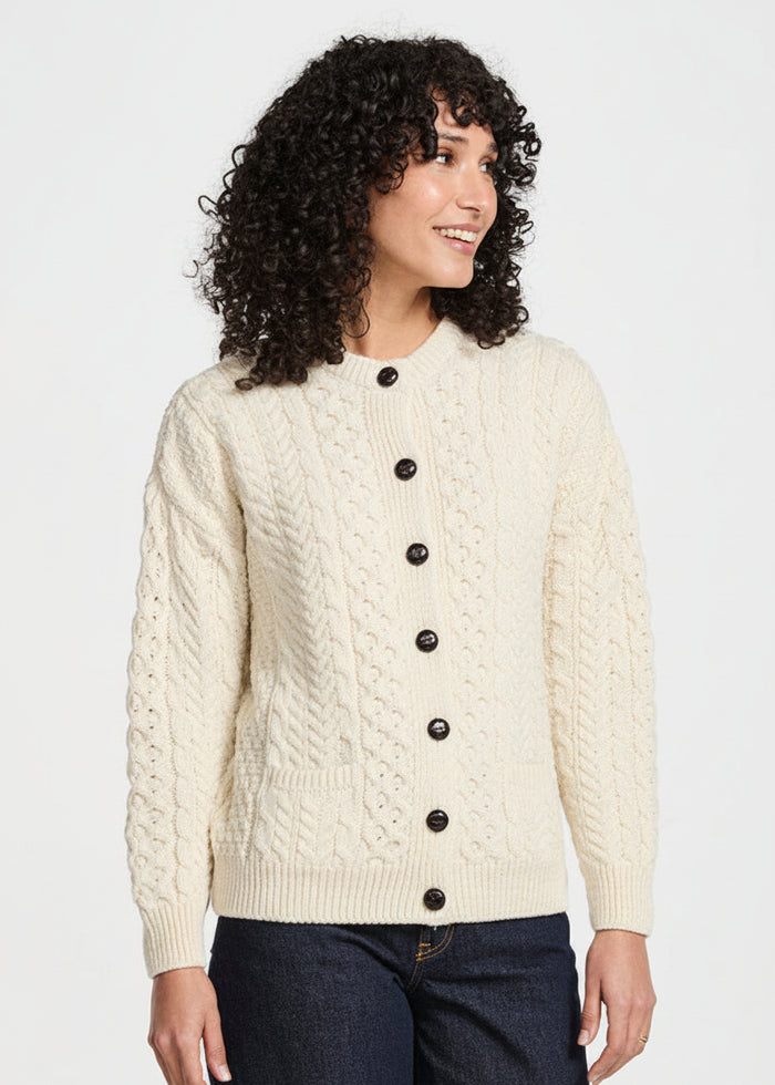 Ladies Aran Cardigan | Natural