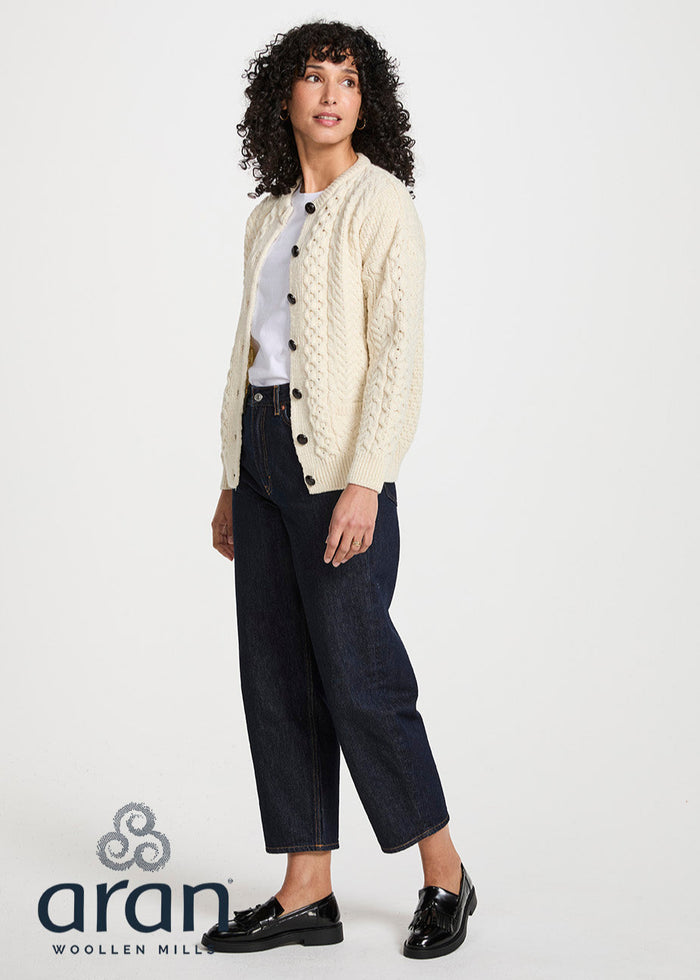 Ladies Aran Cardigan | Natural