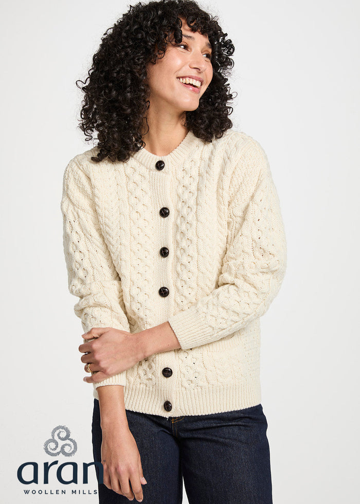 Ladies Aran Cardigan | Natural