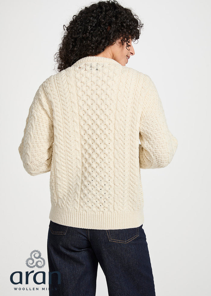 Ladies Aran Cardigan | Natural