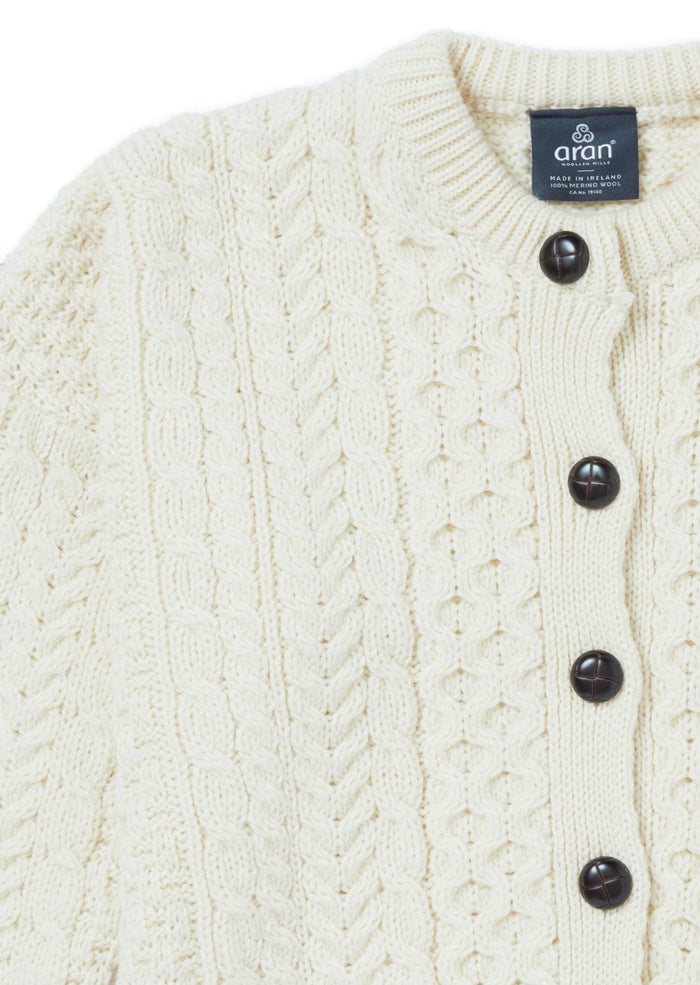 Achill Island Ladies Aran Cardigan | Natural