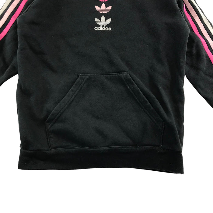 Adidas 9 years black with pink logo striped sleeves hoodie