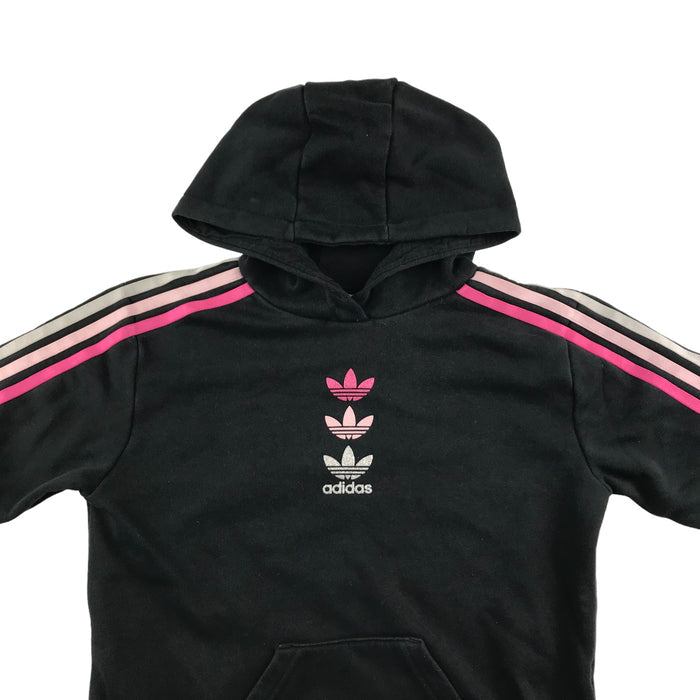 Adidas 9 years black with pink logo striped sleeves hoodie