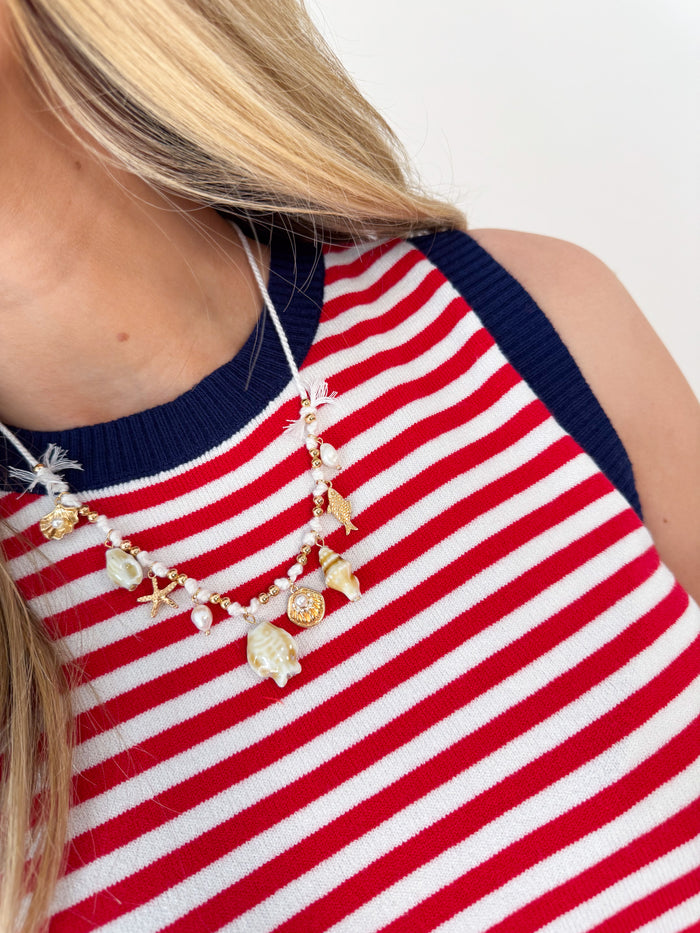 Judson & Company Adjustable Twine Sea Necklace-White – women's jewelry - necklace