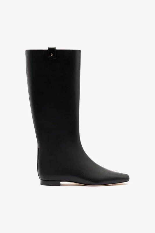 Alexis Flat Boot Black Leather Boot Larroudé