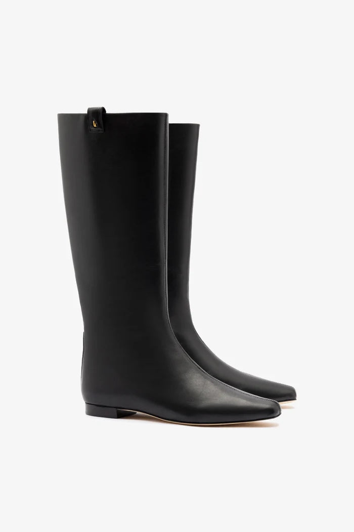 Alexis Flat Boot Black Leather Boot Larroudé
