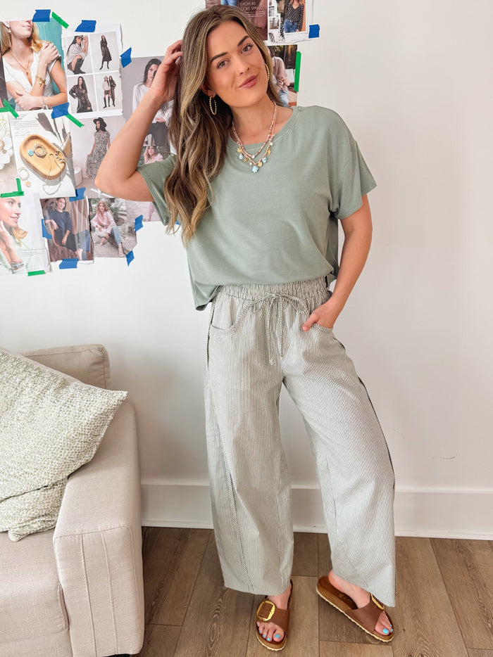 in february All About Comfort Elastic Barrel Pant – women's bottoms