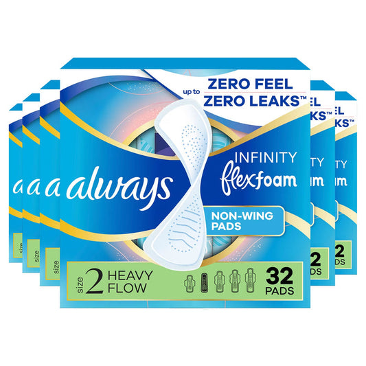 Always Infinity FlexFoam Heavy Pads - 32 Ct - 6 Pack