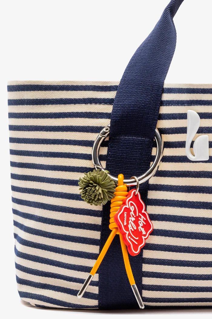 Americana Tote Bag In Indigo And Natural Awning Stripe Handbag Larroudé