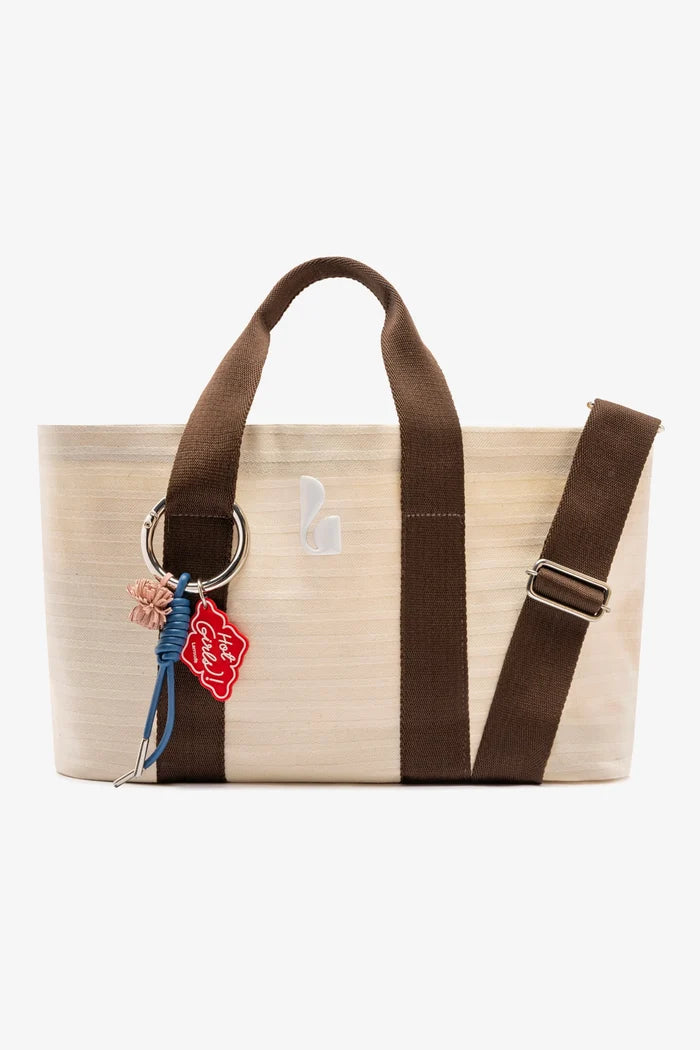 Americana Tote Bag In Ivory Awning Stripe Handbag Larroudé