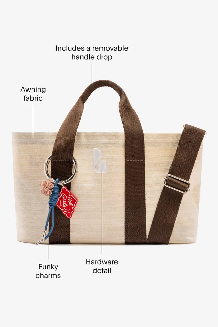 Americana Tote Bag In Ivory Awning Stripe Handbag Larroudé