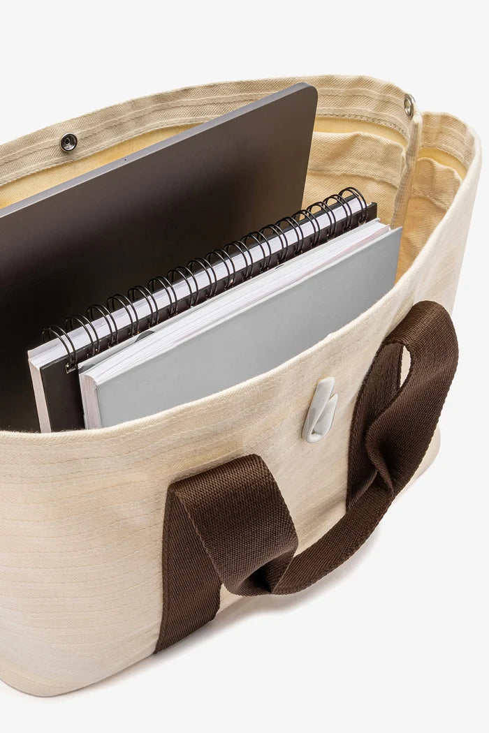 Americana Tote Bag In Ivory Awning Stripe Handbag Larroudé