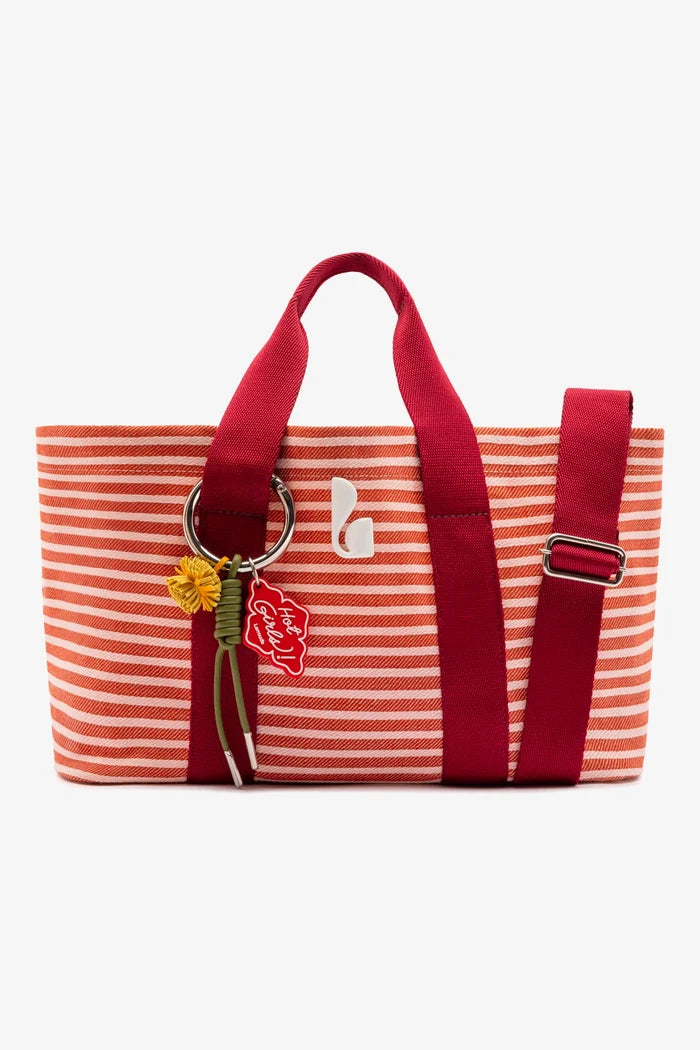 Americana Tote Bag In Tulip Awning Stripe Handbag Larroudé