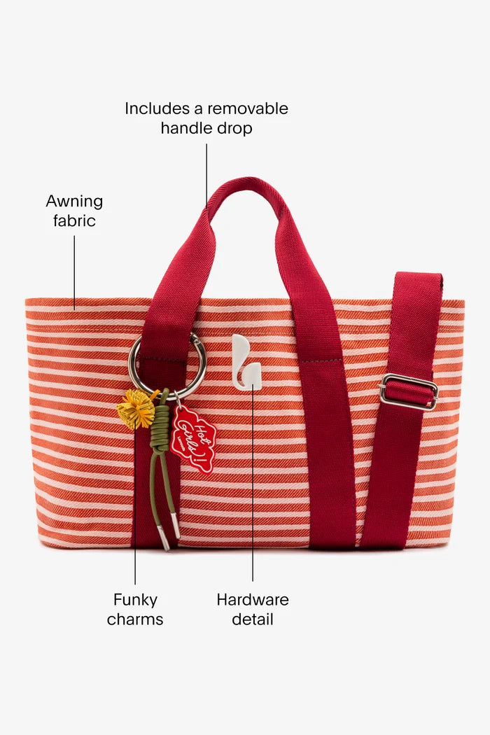 Americana Tote Bag In Tulip Awning Stripe Handbag Larroudé
