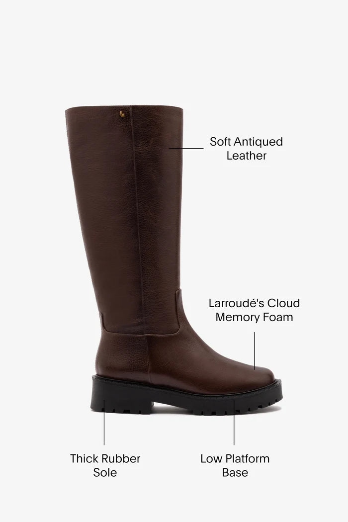 Anne Lugsole Boot In Brown Leather Boot Larroudé