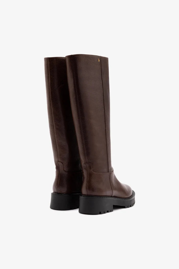 Anne Lugsole Boot In Brown Leather Boot Larroudé