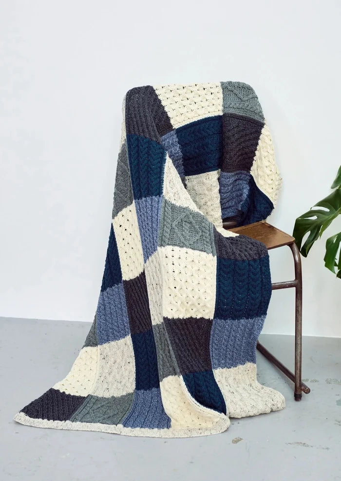Aran Intarsia Blanket | Blue