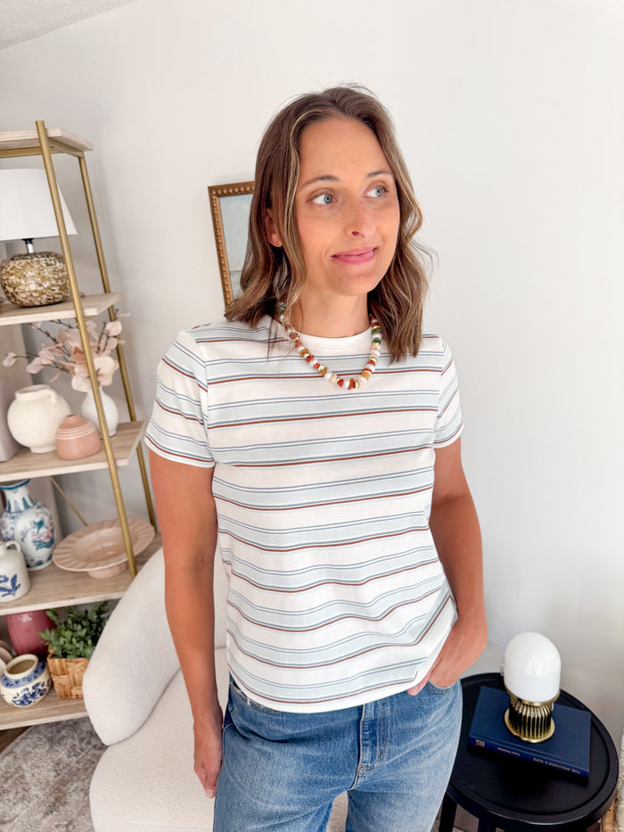Thread & Supply Ashley Blue Stripe Short Sleeve Tee – women's short sleeve tee