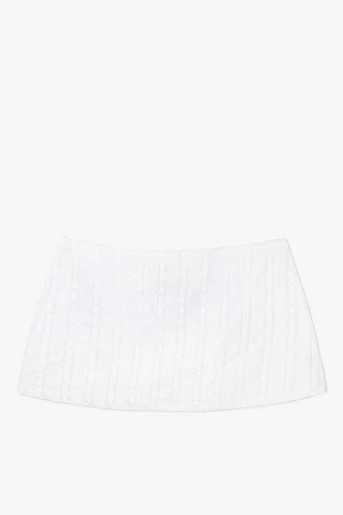 Ava Mini Skirt Striped White Cotton Skirt Larroudé x Sheridan