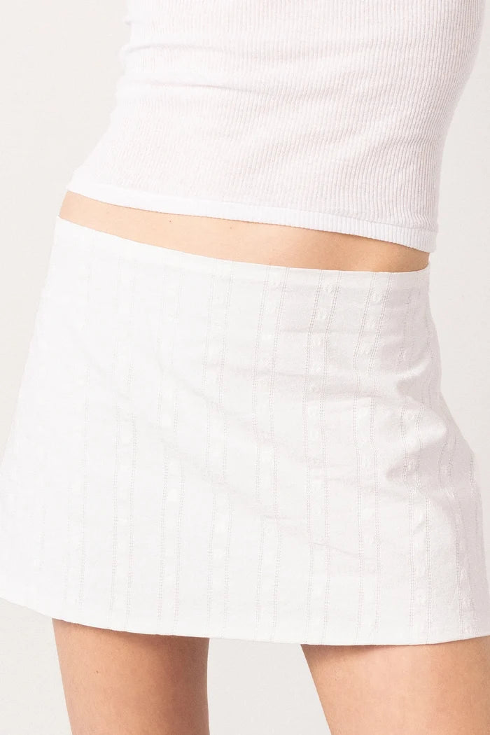 Ava Mini Skirt Striped White Cotton Skirt Larroudé x Sheridan