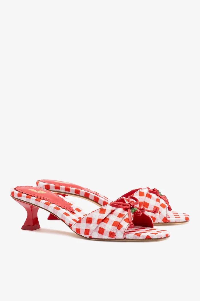 Bardot Mule Scarlet Printed Fabric Mule Larroudé