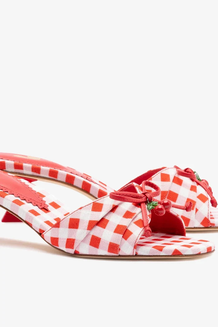 Bardot Mule Scarlet Printed Fabric Mule Larroudé