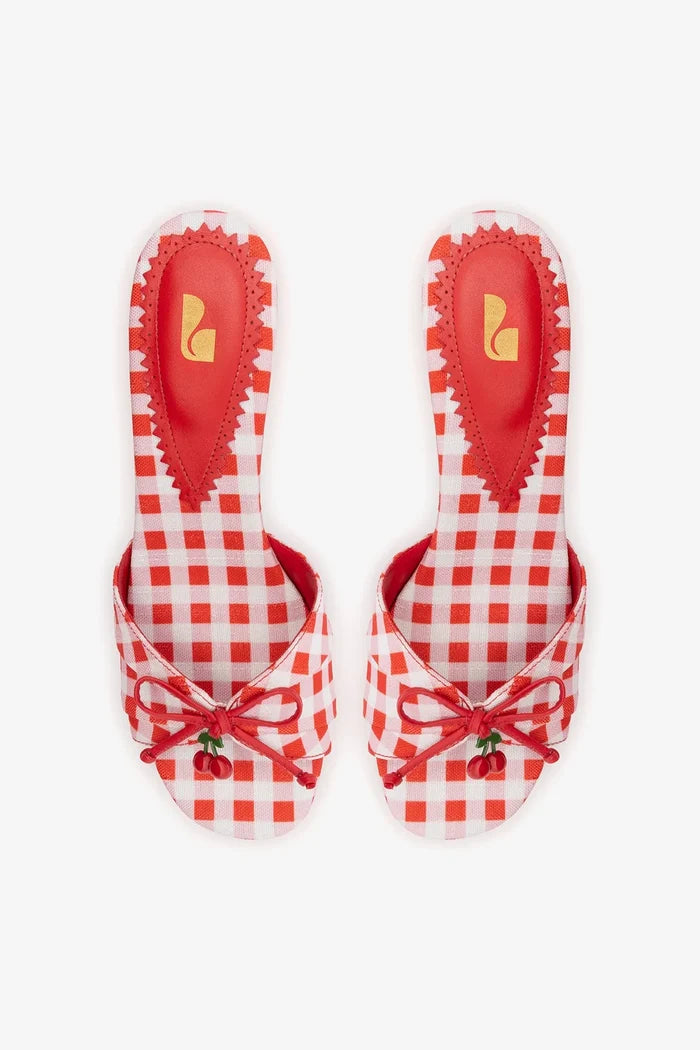 Bardot Mule Scarlet Printed Fabric Mule Larroudé