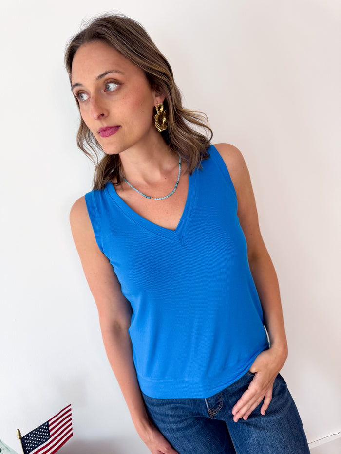 Yelete Basic Ribbed Relaxed V-Neck Tank – women's tank top