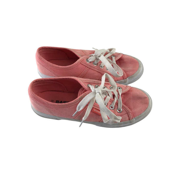 Bassed size 3.5 coral canvas trainers