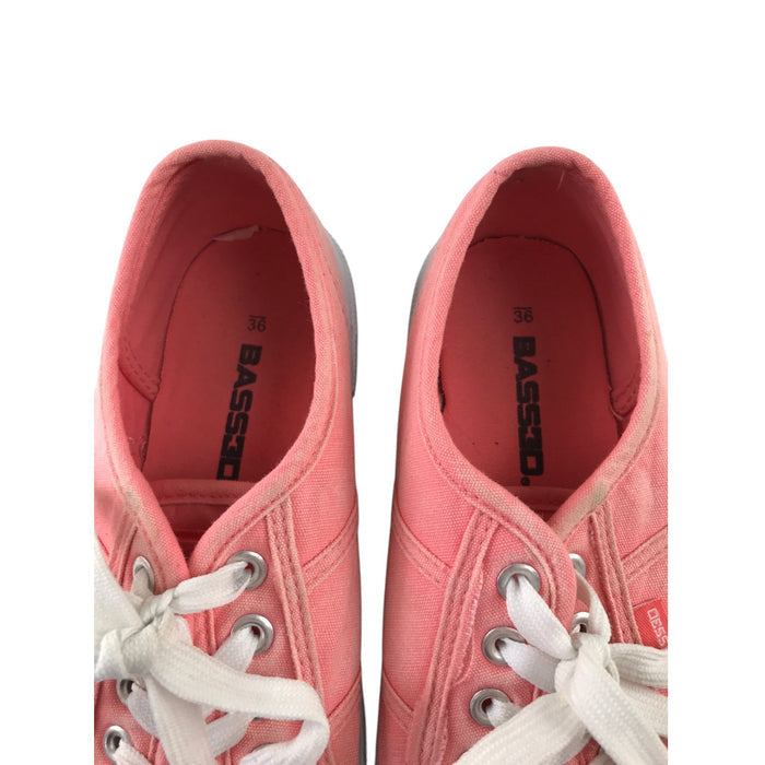 Bassed size 3.5 coral canvas trainers