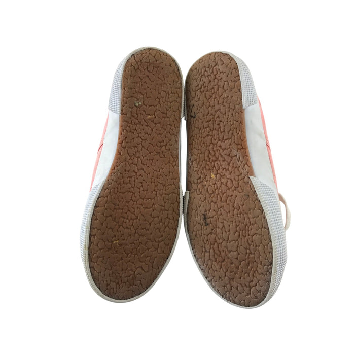 Bassed size 3.5 coral canvas trainers