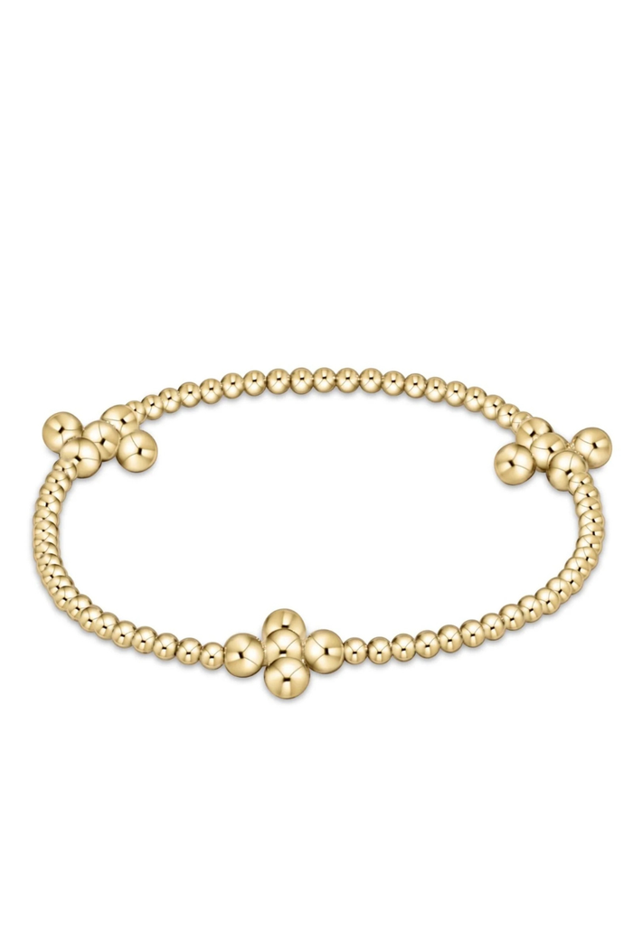 Beaded 4mm Gold Signature Cross 2.5mm Gold Bracelet