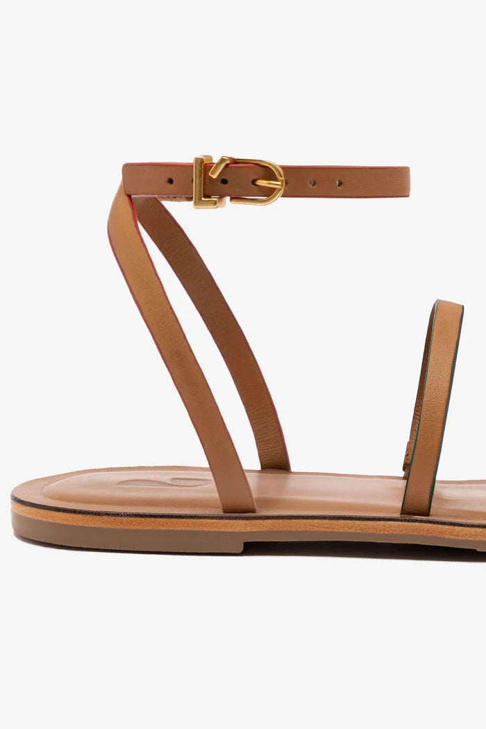 Biarritz Flat Sandal In Light Caramel Leather Flat - Sandal Larroudé