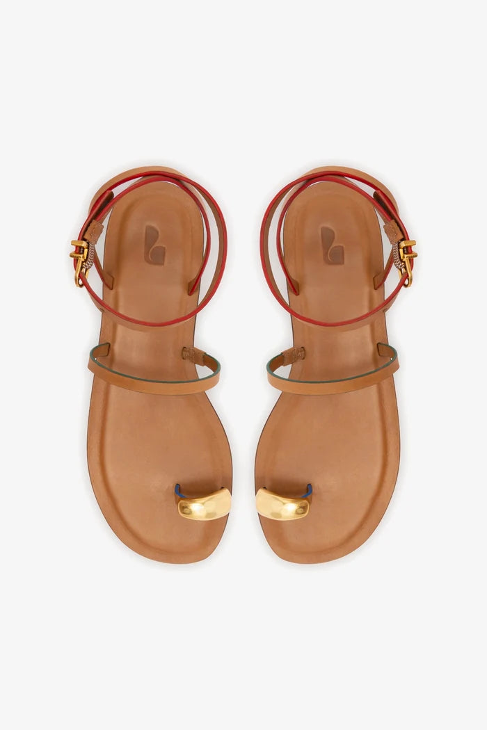Biarritz Flat Sandal In Light Caramel Leather Flat - Sandal Larroudé
