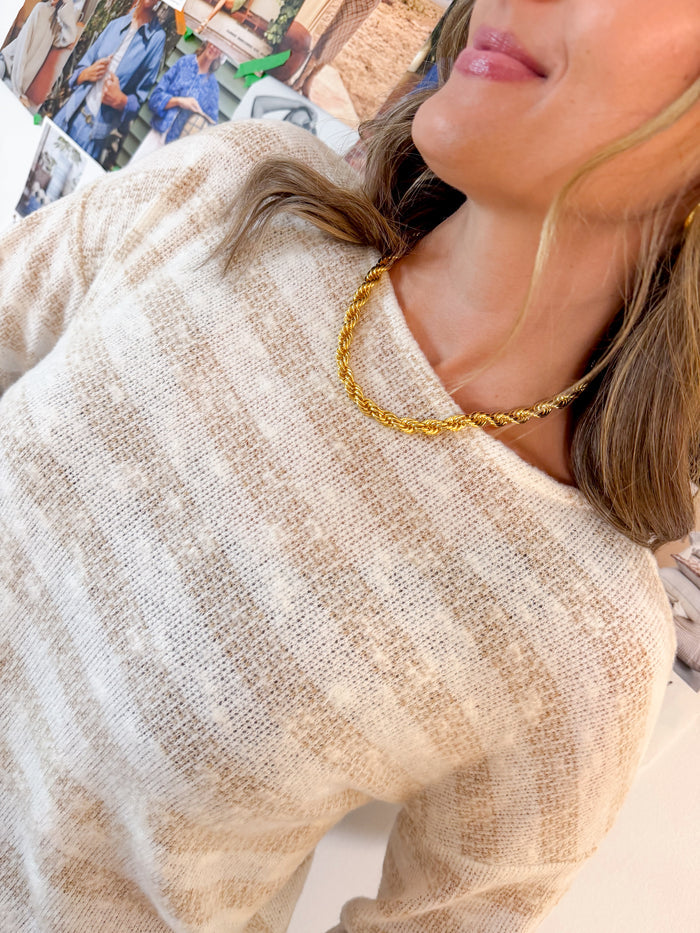 Sadie & Sage Billie Taupe Striped Sweater – women's sweater