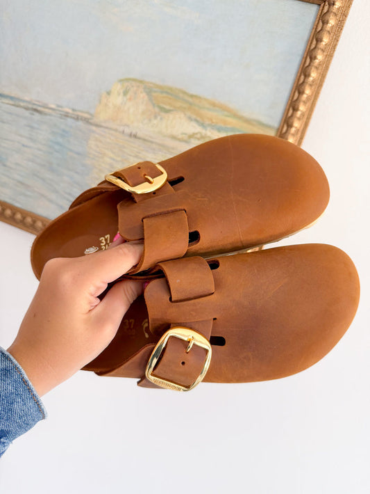 Birkenstock Boston Big Buckle Cognac Clog – women's mules/slides