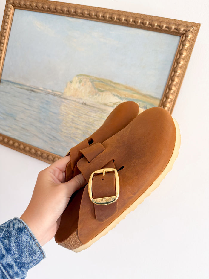 Birkenstock Boston Big Buckle Cognac Clog – women's mules/slides